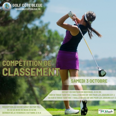 03/10/2026 - COMPÉTITION DE CLASSEMENT SAMEDI 3 OCTOBRE 2026